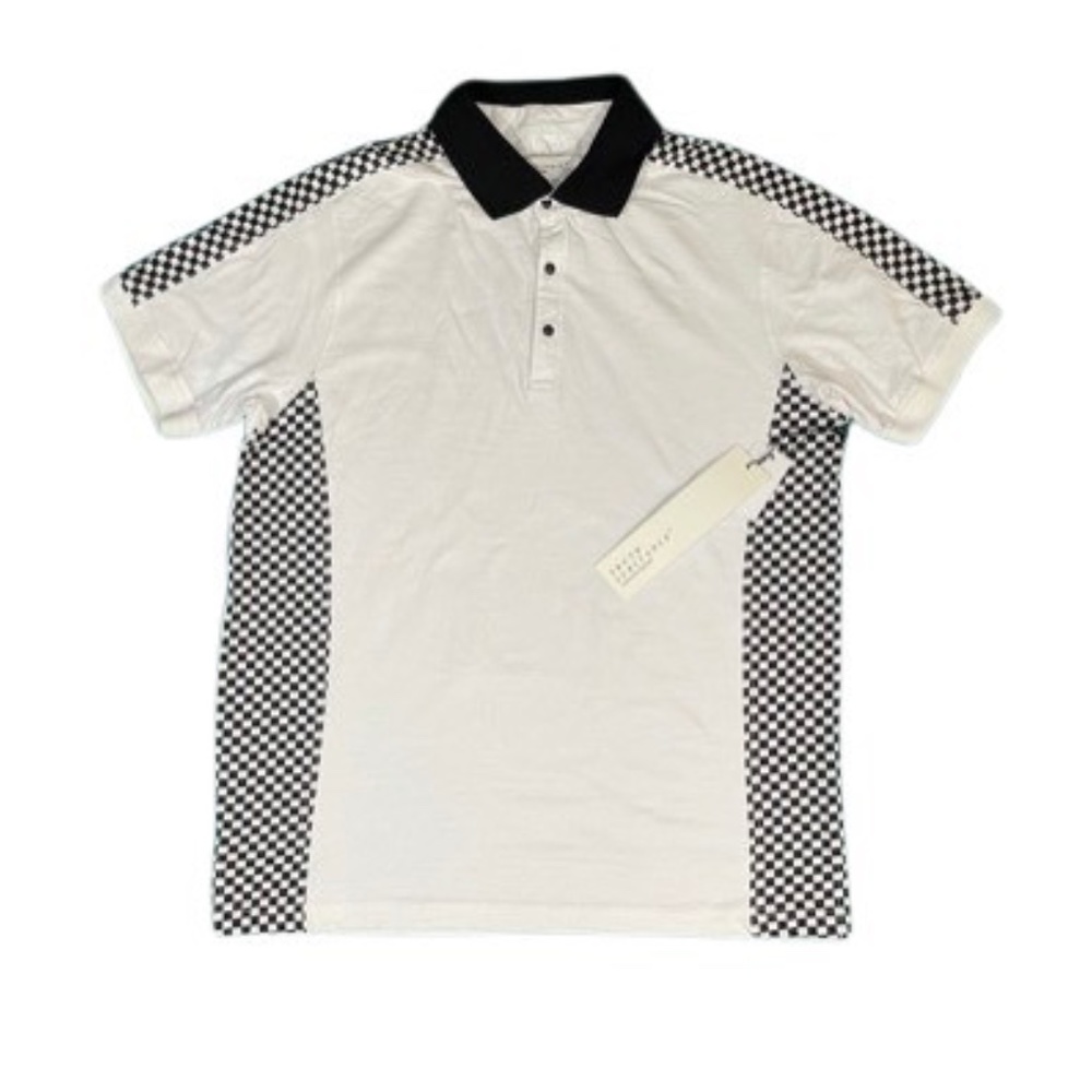White Polo with checker print accent